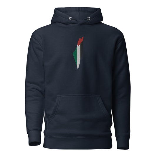 Embroidered Palestine Flag and Map Hoodie