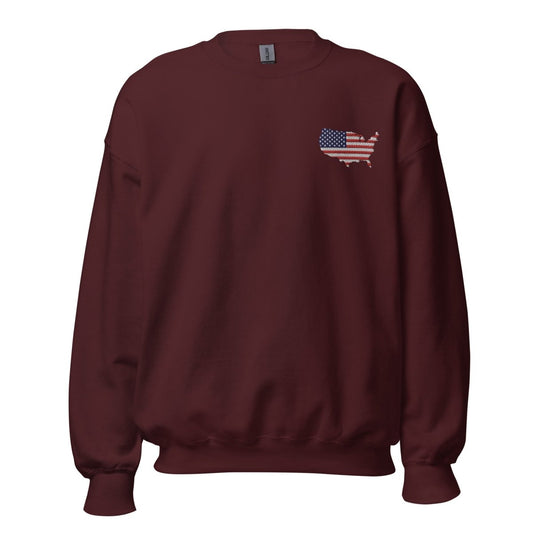 Embroidered United States Flag/Map Unisex Sweatshirt (Left chest) - tajnin